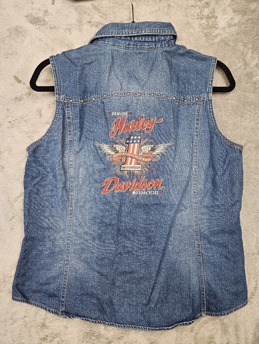 Harley-Davidson Denim Vest / Sleeveless Shirt – Size XL EUC